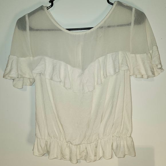 Cream Ruffled Puff Sleeve Blouse - Picture 1 of 3